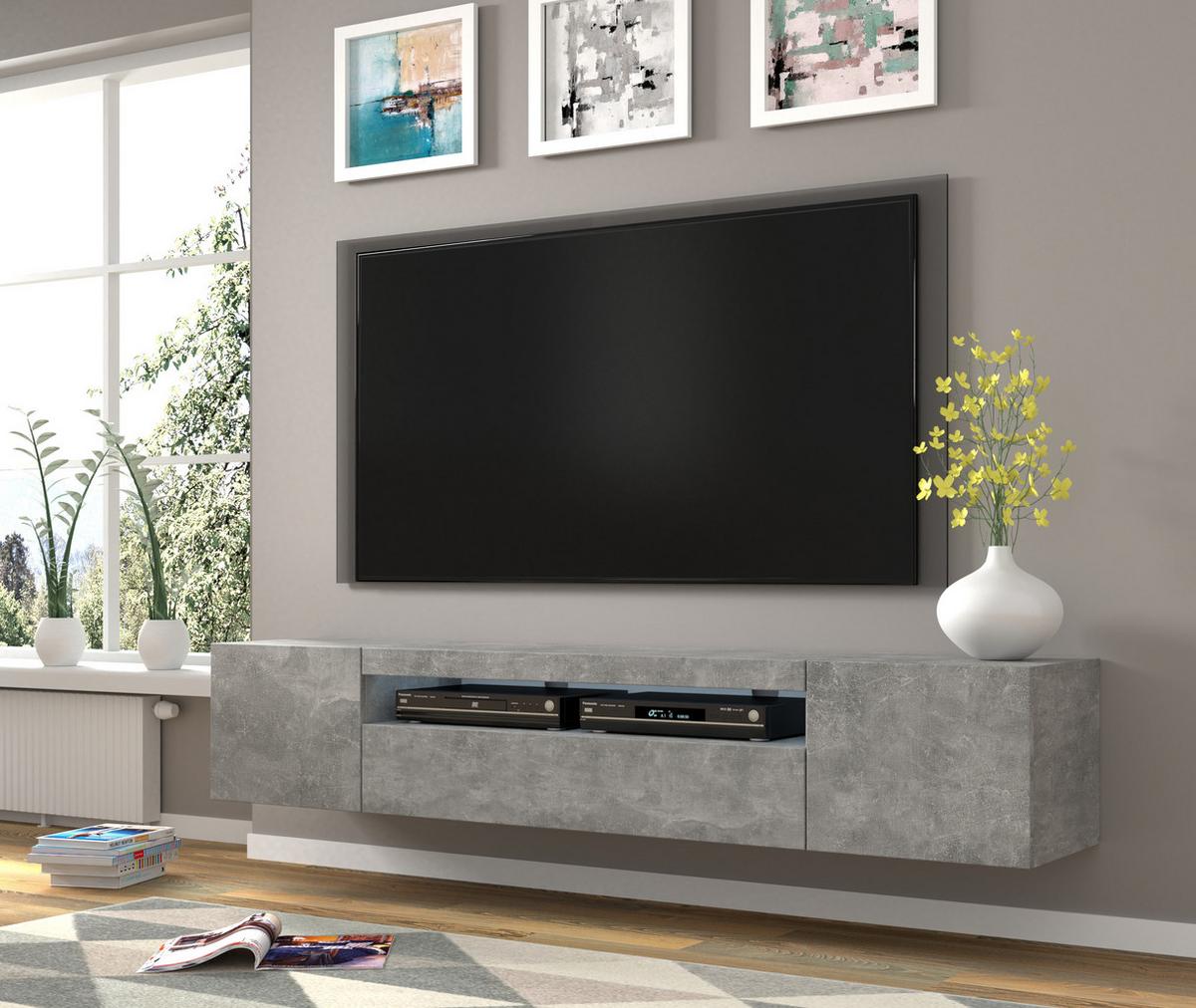 TV LOWBOARD Beton 200/42/37 - Grau, Holzwerkstoff (200/42/37cm) - RAUMHIRSCH FURNITURE