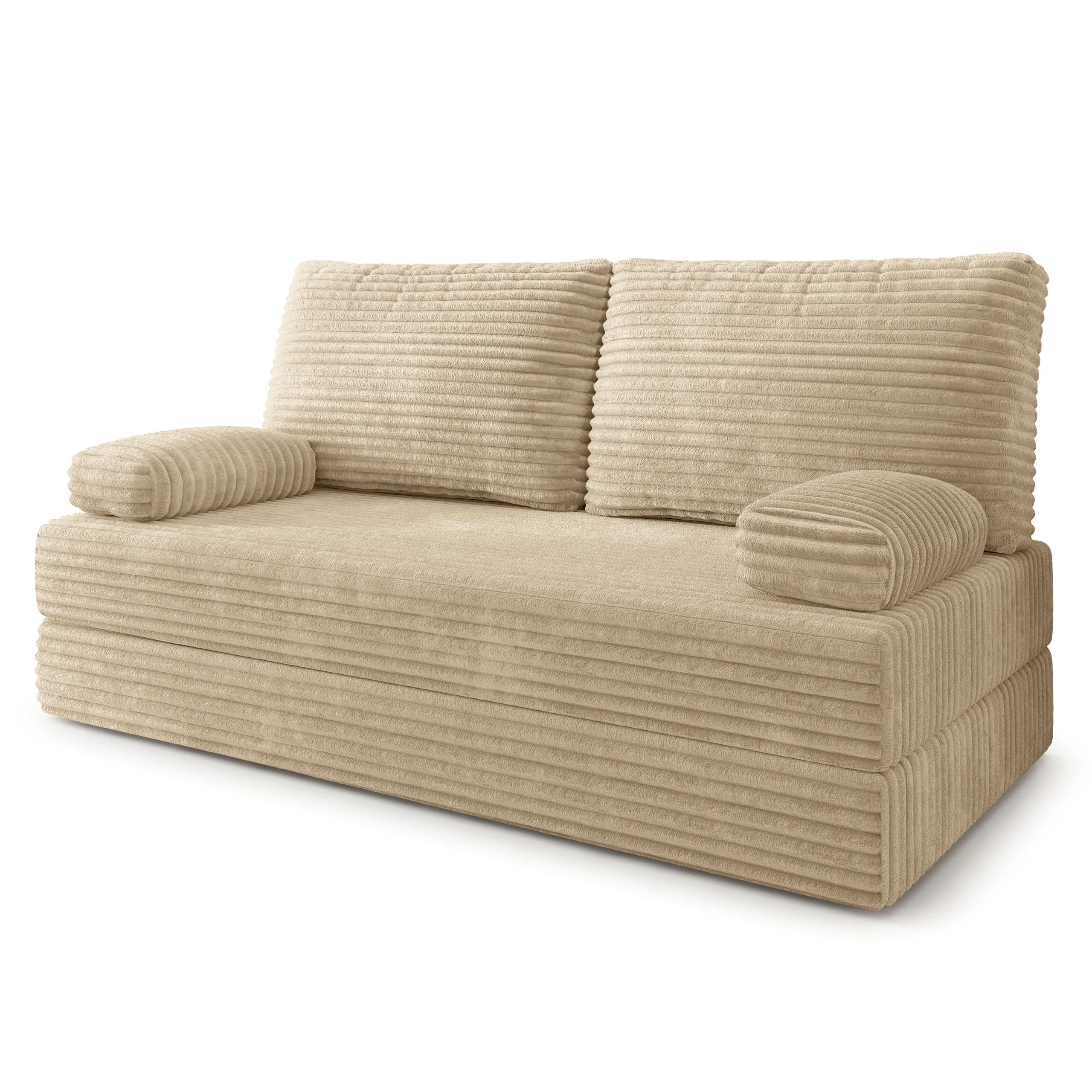 BETTSOFA SILAR aus Schaumstoff Kordstoff Creme Schlaffunktion - Creme, Textil (170/86/80cm) - MASSENO