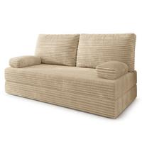 BETTSOFA SILAR aus Schaumstoff Kordstoff Creme Schlaffunktion - Creme, Textil (170/86/80cm) - MASSENO