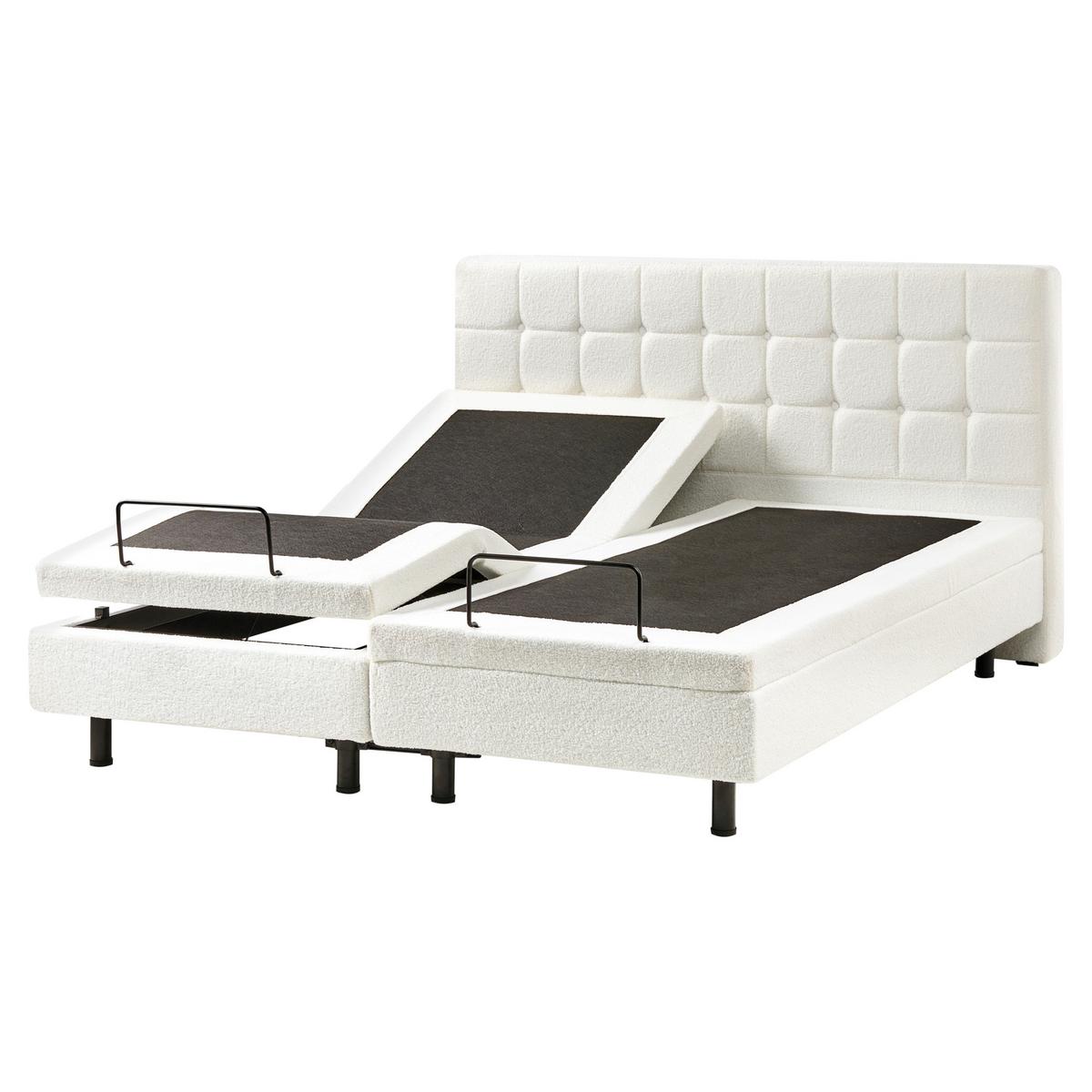 BETT verstellbar 160/200 cm Bouclé Cremeweiß Duke - Creme, Textil (160/200cm) - Beliani