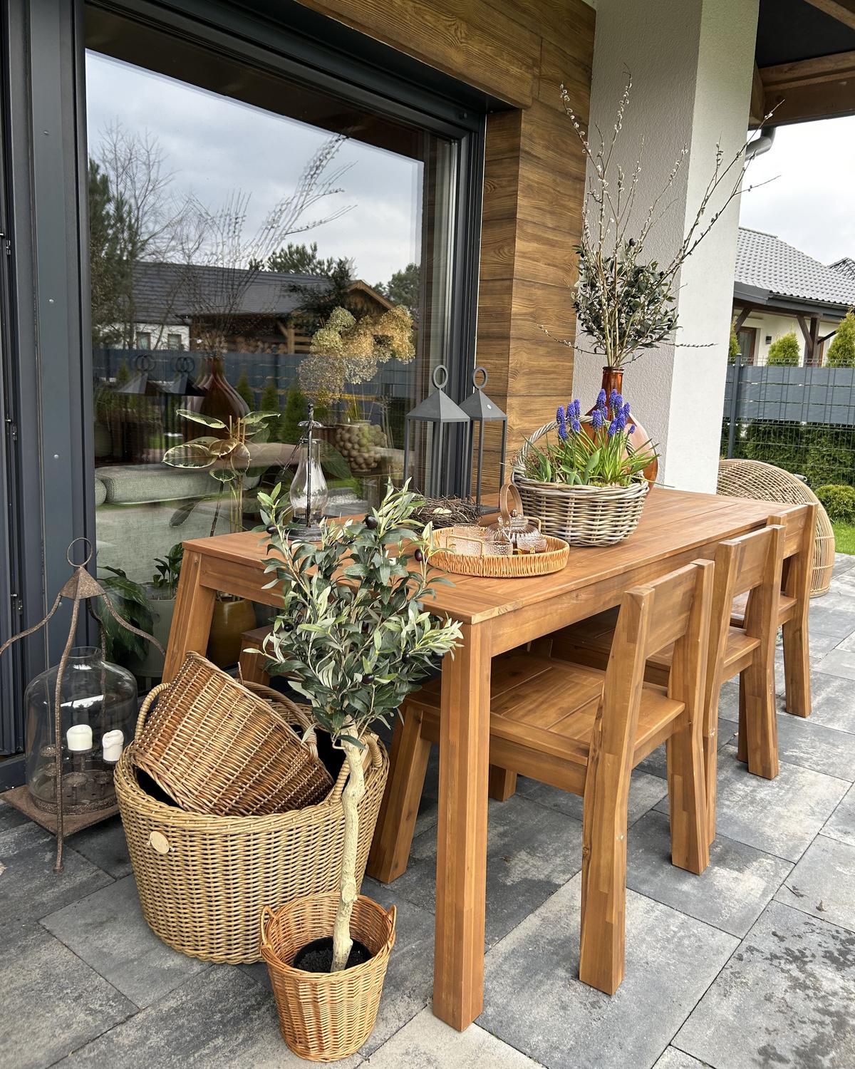 GARTENMÖBEL SET 6-Sitzer Akazienholz hellbraun 5-teilig Livorno - Hellbraun, Holz - Beliani