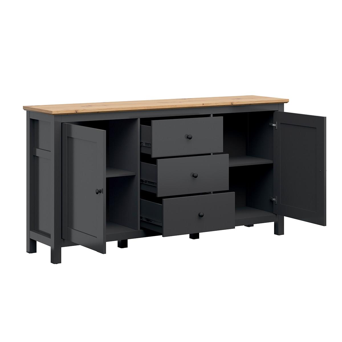 SIDEBOARD Duck Anthrazitgrau und Holz - Grau, Holzwerkstoff (186/96/44cm) - Petits-meubles