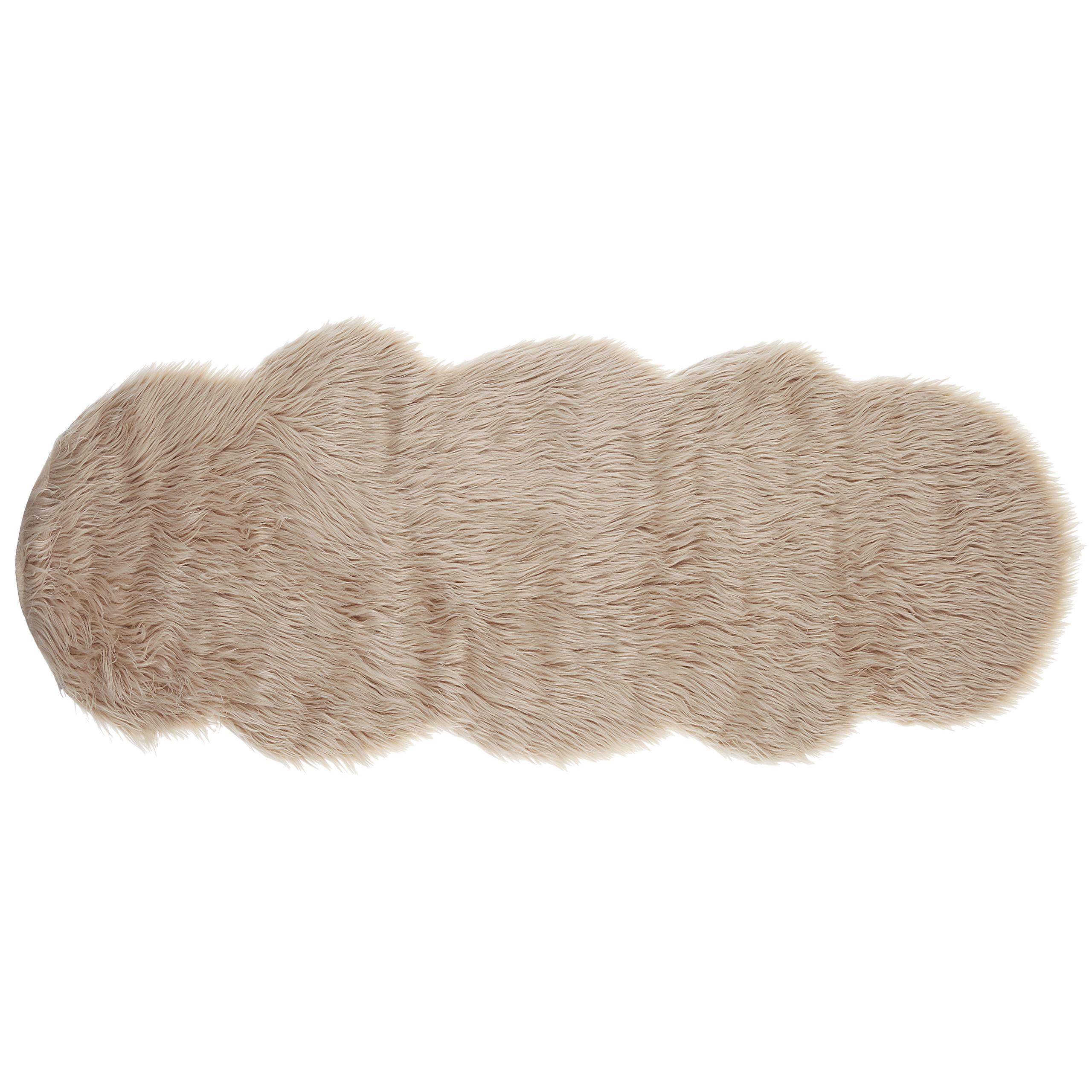 KUNSTSCHAFFELL-TEPPICH Mamungari 180/60 cm - Beige, Kunststoff (60/180cm) - Beliani