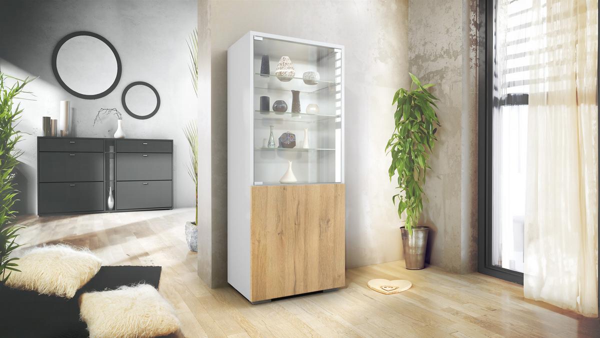 VITRINE Granada Eiche Natur - Eichefarben, Holzwerkstoff (50/122.5/34.5cm) - Vladon