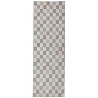 TEPPICHLÄUFER waschbar AFTON, Schachbrettmuster, Natur-Blau, 80 x 230 cm - Beige, Textil (80/230cm) - KADIMA DESIGN