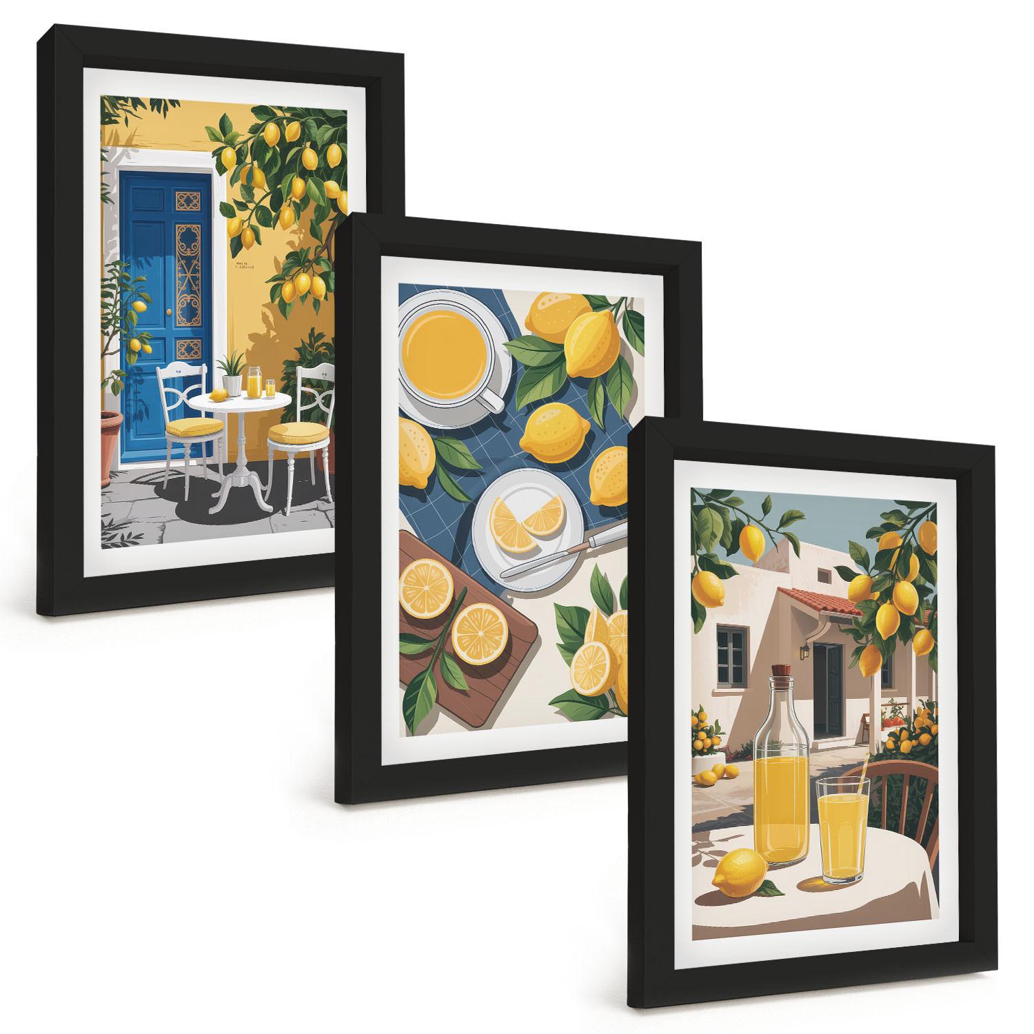 BILDER SET 3er Set - 20x30 cm Schwarzer Rahmen - Patio Sun Limonade - Schwarz, Kunststoff (20/30cm) - TULUP