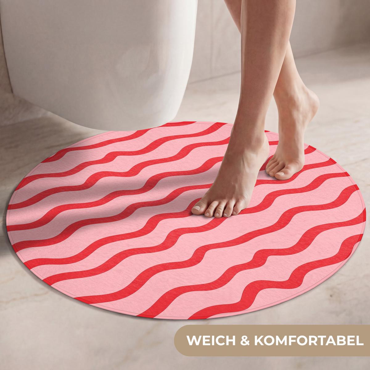 WC-VORLEGER Verspielt - Muster - Rot Toilettenteppich 70x70 cm - Rosa, Textil (70/1cm) - OnlyWow