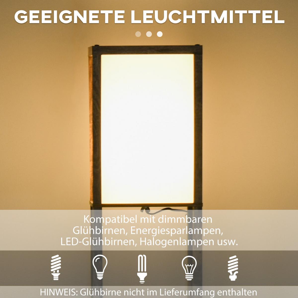 STEHLAMPE mit Regalen, Wohnzimmer Stehleuchte E27 bis 40W, Nachttischlampe - Braun, Textil (26/26/160cm) - HOMCOM