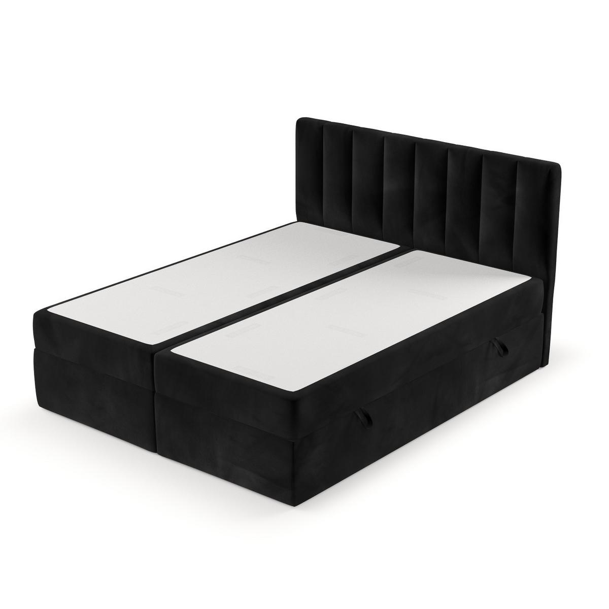 BOXBETT Bari 140/200 cm Schwarz im Kronos Stoff - Schwarz, Holz/Holzwerkstoff (140/200cm) - AltaBeds