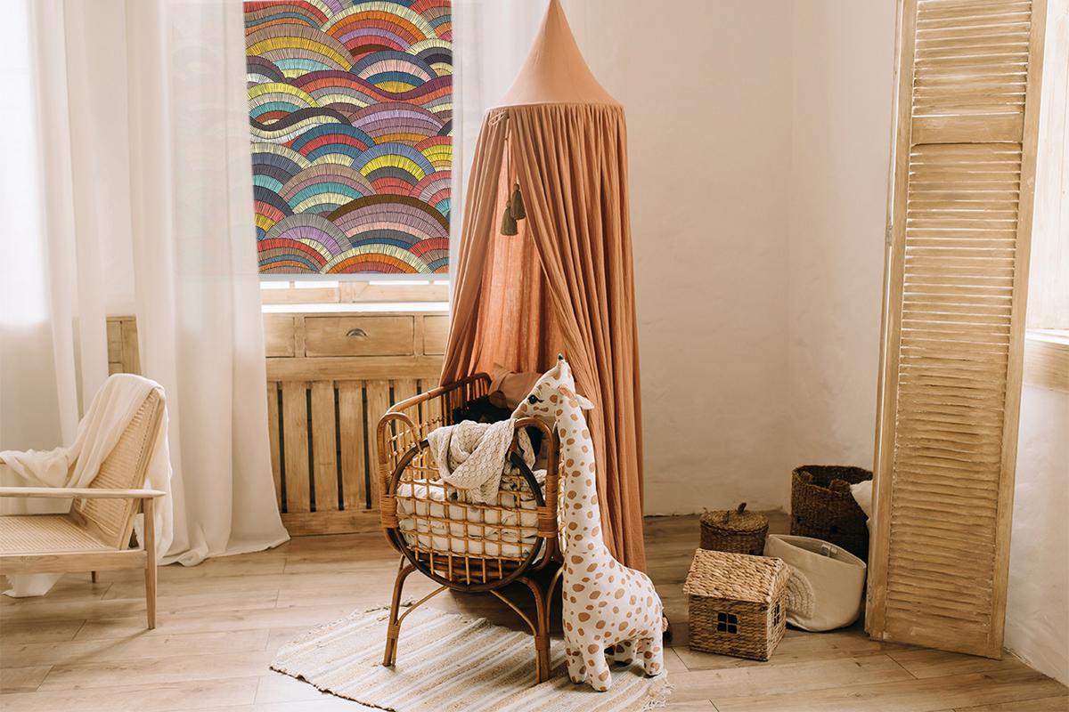 INNENROLLO - Fensterrollo - Rollo - 150x180 cm - Wellen und Halbkreise - Violett, Kunststoff (150/180/0.5cm) - TULUP