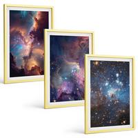 BILDER SET 3er Set - 40x60 cm Goldrahmen - Kosmische Sternenlandschaften - Goldfarben, Kunststoff (40/60cm) - TULUP