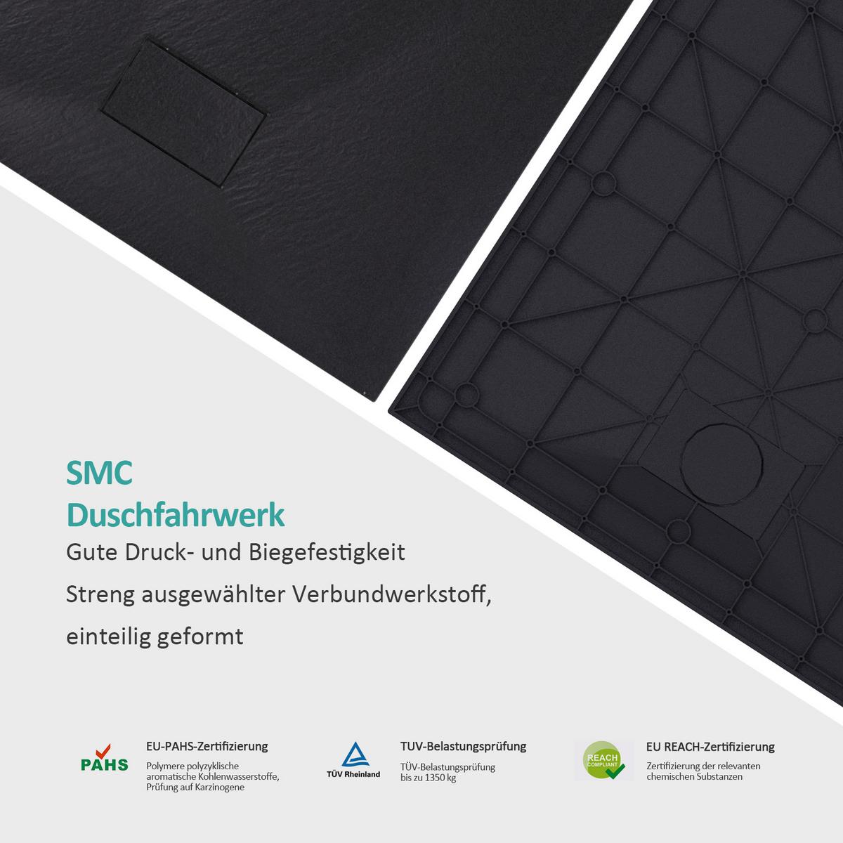 DUSCHWANNE mit rutschhemmender Oberfläche Schwarz 120/90 cm - Schwarz, Kunststoff (120/2.6/90cm) - EMKE