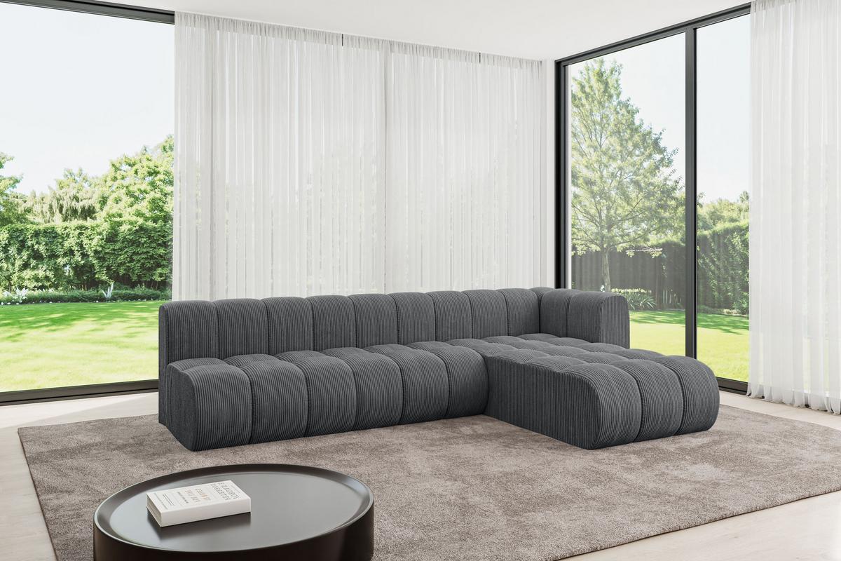 ECKSOFA modulares Sofa Darnel-L2 - 296x177x70 cm Dunkelgrau - Dunkelgrau, Holzwerkstoff/Textil (296/177cm) - ALTDECOR