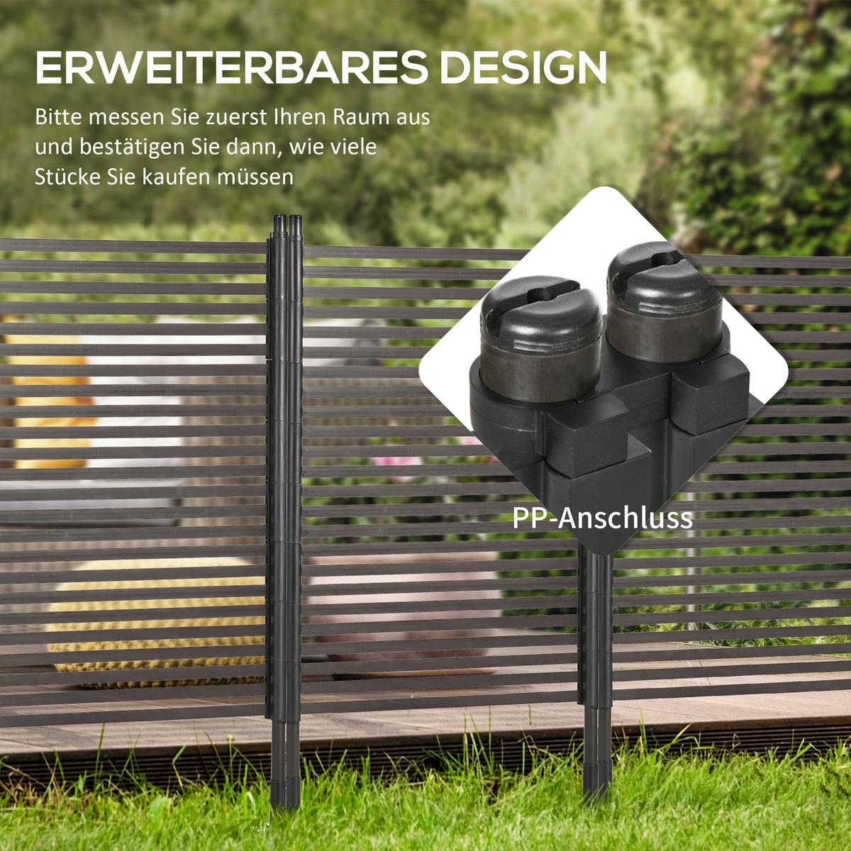 GARTENZAUN, Stahl mit PE-Beschichtung, Braun - Braun, Metall (22/150cm) - Outsunny