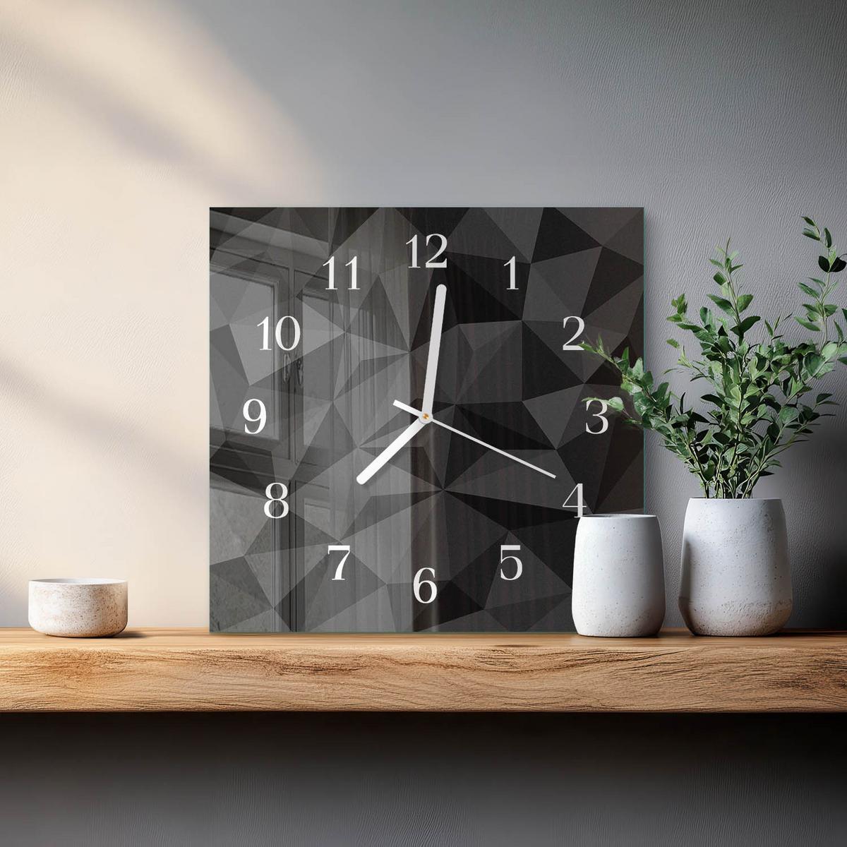 WANDUHR aus Glas 30x30 cm - 3D-Muster - Schwarz, Glas (30/30/0.4cm) - TULUP