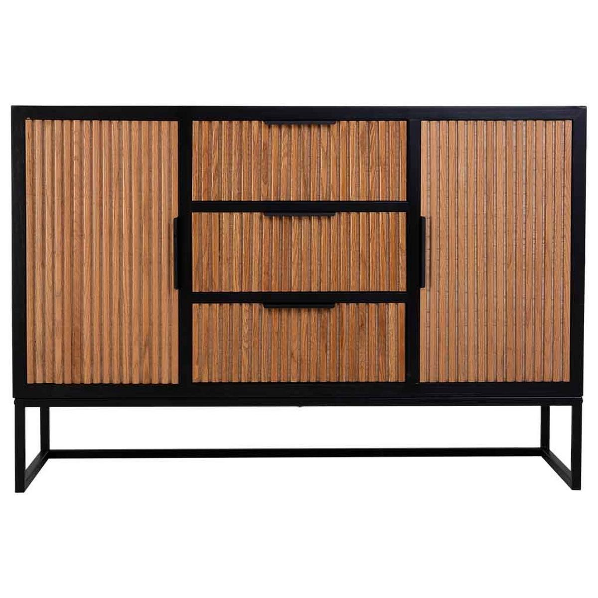 SIDEBOARD mit 3 schubladen und 2 türen aus holz und metall 120x40x81 cm - Braun, Holz (120/81/40cm) - Wanderlust