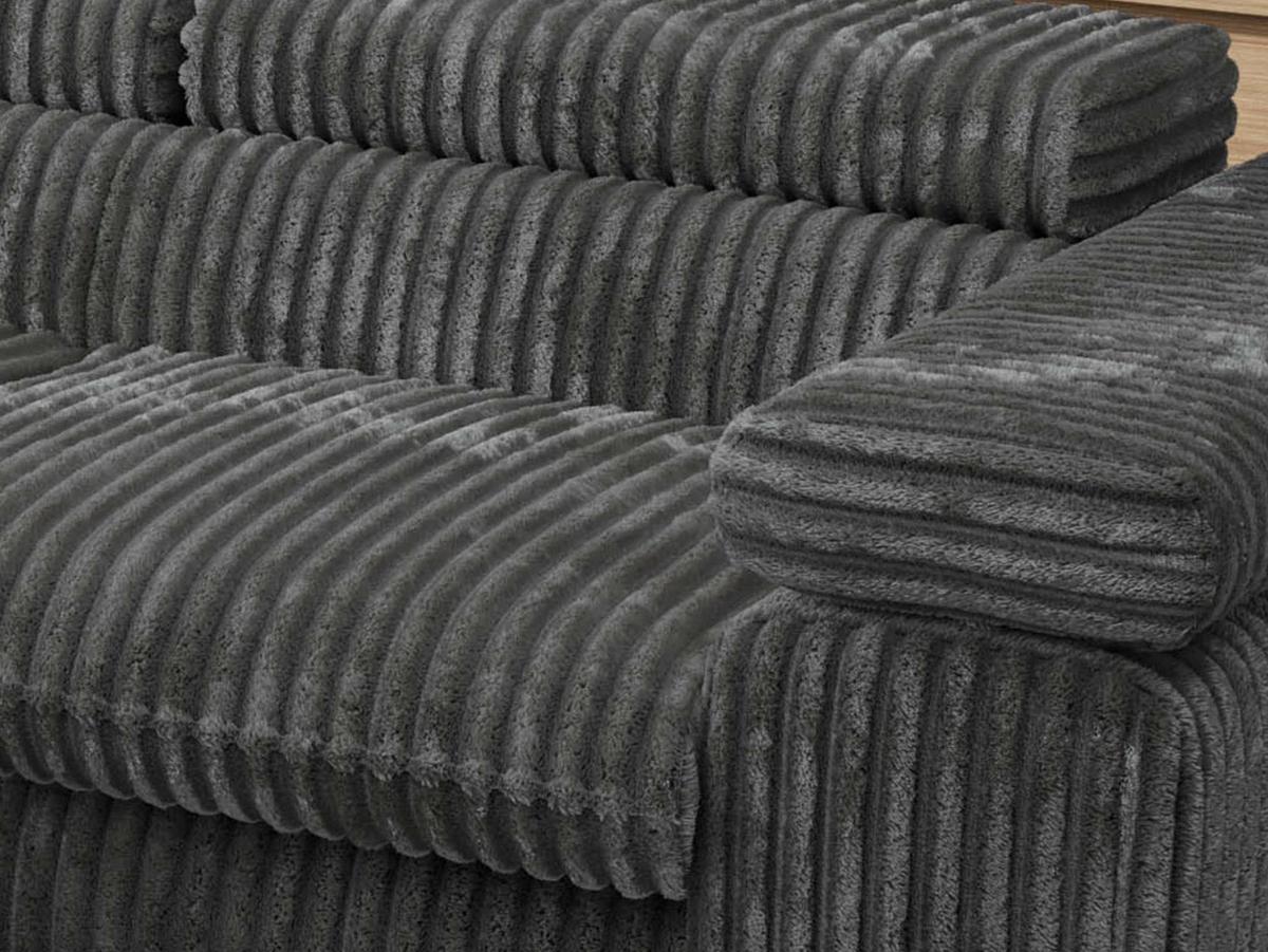ECKSOFA PABLO L Dunkelgrau Cord - Links Seite - Dunkelgrau/Schwarz, Textil/Metall (208/273cm) - MKS