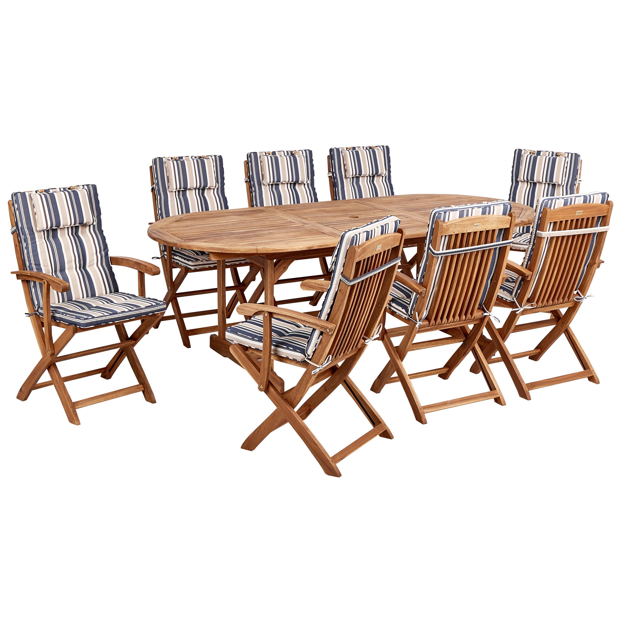 GARTENMÖBEL-SET 8-Sitzer Bunt Maui II - Blau/Hellbraun, Holz - Beliani