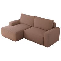 ECKSOFA BELLUNO L Rosa Boucle - Links - Schwarz/Rosa, Textil (144/233cm) - MKS