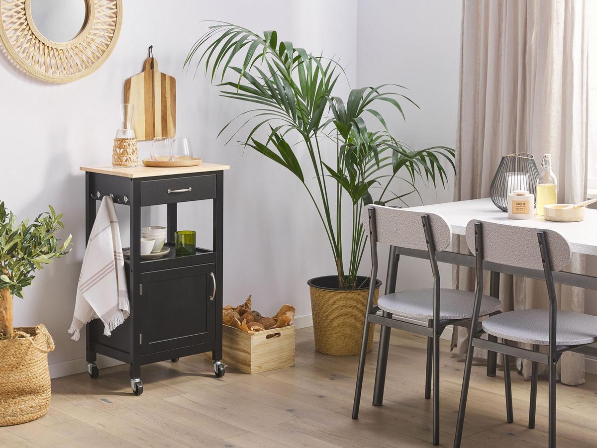 SERVIERWAGEN Schwarz Siena - Schwarz/Braun, Holzwerkstoff (39/89/48cm) - Beliani