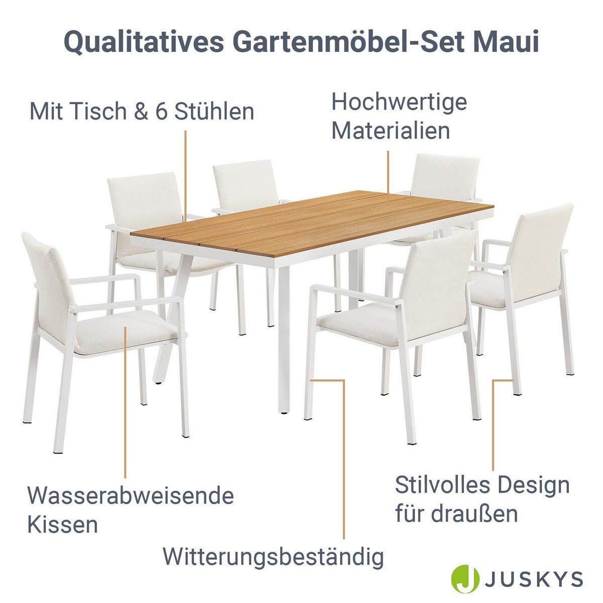 GARTENMÖBEL-SET Maui beige - Beige, Metall - Juskys