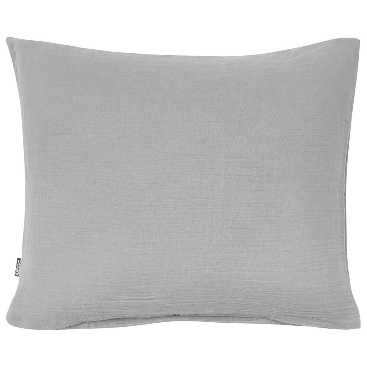 BETTWÄSCHE-SET 220/240 cm Baumwollmusselin Hellgrau Sumner - Hellgrau/Grau, Textil (220/240cm) - Beliani