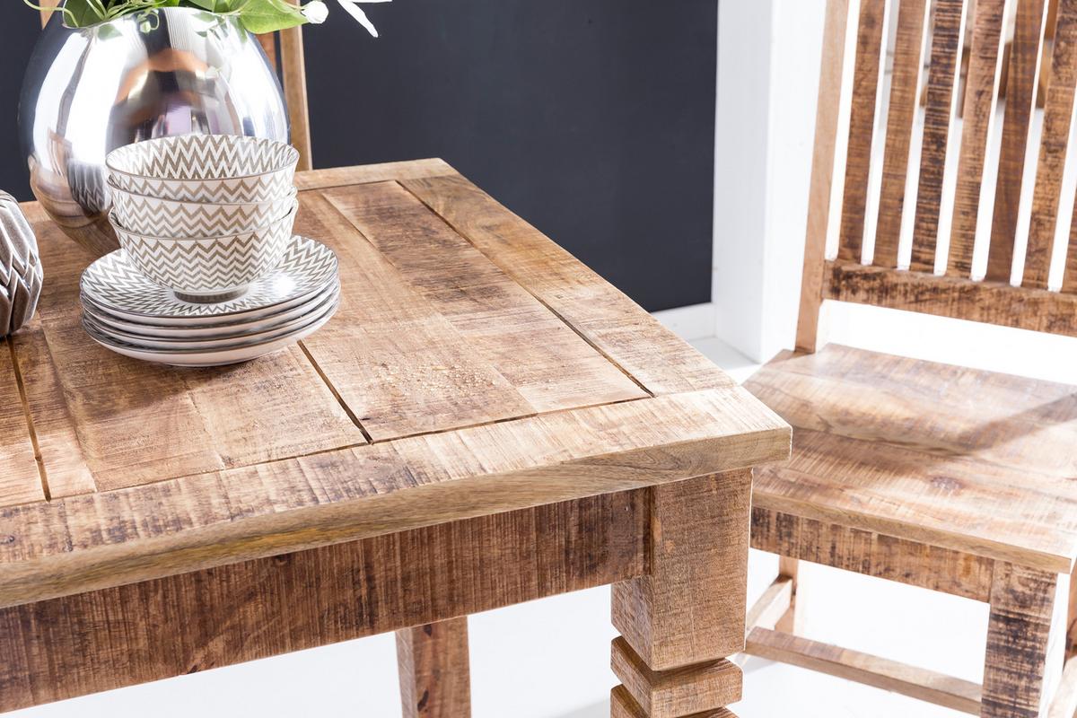 ESSTISCH Mango Massivholz Quadratisch Landhausstil WL5.077, Hellbraun 80x80x76 cm - Hellbraun/Braun, Holz (80/80/76cm) - KADIMA DESIGN