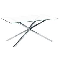 ESSTISCH 160/90/75 cm Silberfarben, Transparent Rechteckig Cora - Silberfarben, Glas (160/90/75cm) - Beliani