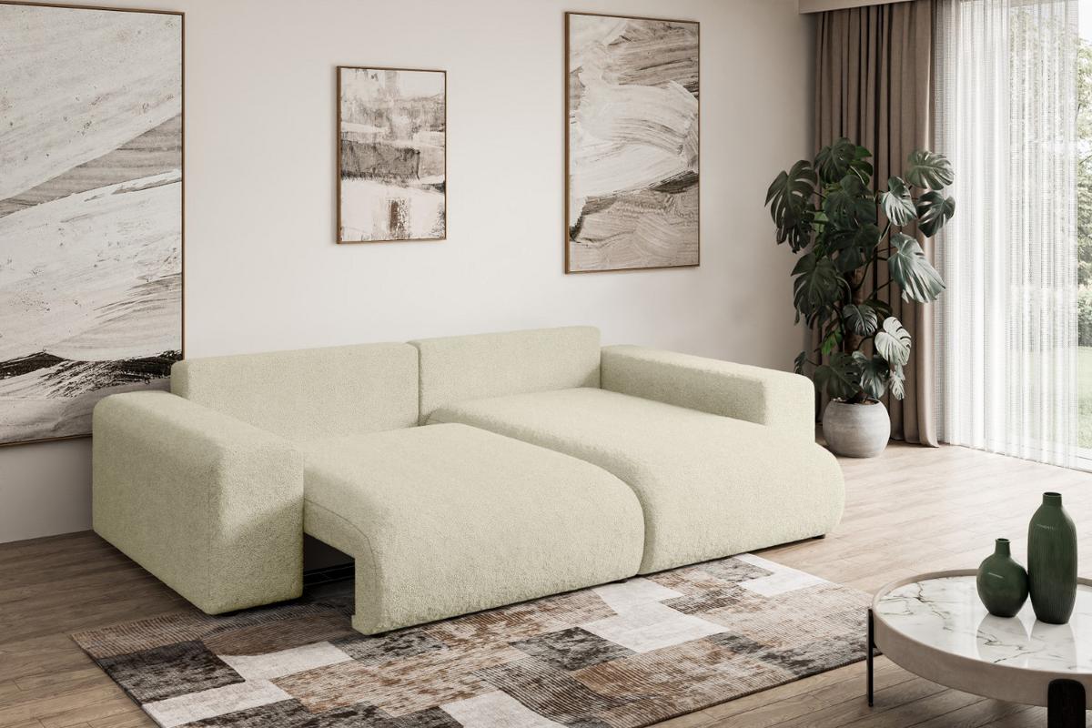 ECKSOFA Ottomane rechts ESKAR-L 266x176x72 Creme Bouclé - Creme/Haselnussfarben, Holzwerkstoff/Kunststoff (176/266cm) - ALTDECOR