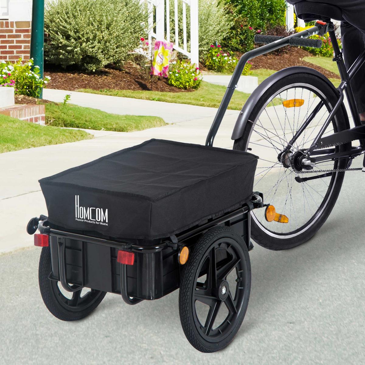 FAHRRADANHÄNGER Lastenanhänger 40 kg Belastbarkeit Transportanhänger Stahl - Schwarz, Metall (59/80/144cm) - HOMCOM