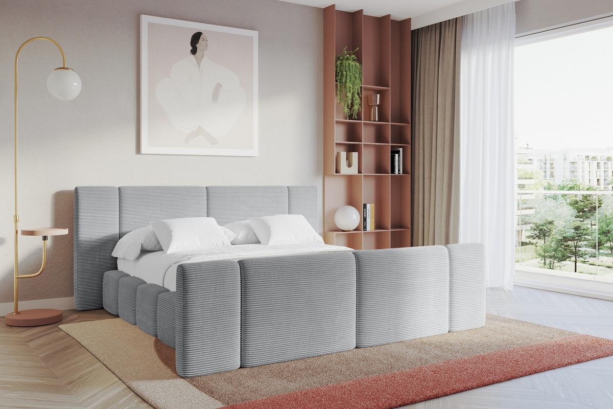 POLSTERBETT mit Bettkasten, Fußteil und Lattenrost, Bett mit Matratze H3/H4 - NILO-Z 120x200 Grau - Anthrazit, Holzwerkstoff/Textil (120/200cm) - ALTDECOR