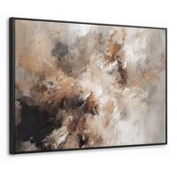 LEINWAND Bilder mit Rahmen - Farbe - Abstrakt - Beige - Kunst - 100x70 - Greige, Textil (100/70cm) - MuchoWow
