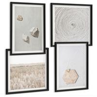 BILDER SET 4er Set - 50x50 cm & 40x60 cm Schwarzer Rahmen - Leichte Boho-Sandtexturen - Schwarz, Kunststoff (50/50cm) - TULUP