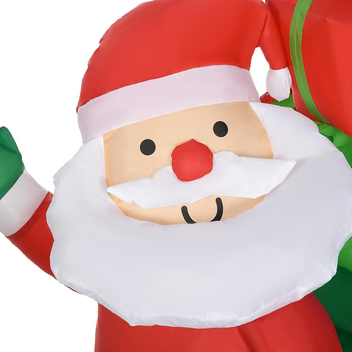 AUFBLASBARER Weihnachtsmann mit Rentieren, LED-Licht, 210cm Weihnachtsdeko - Multicolor, Kunststoff (70/125/210cm) - HOMCOM