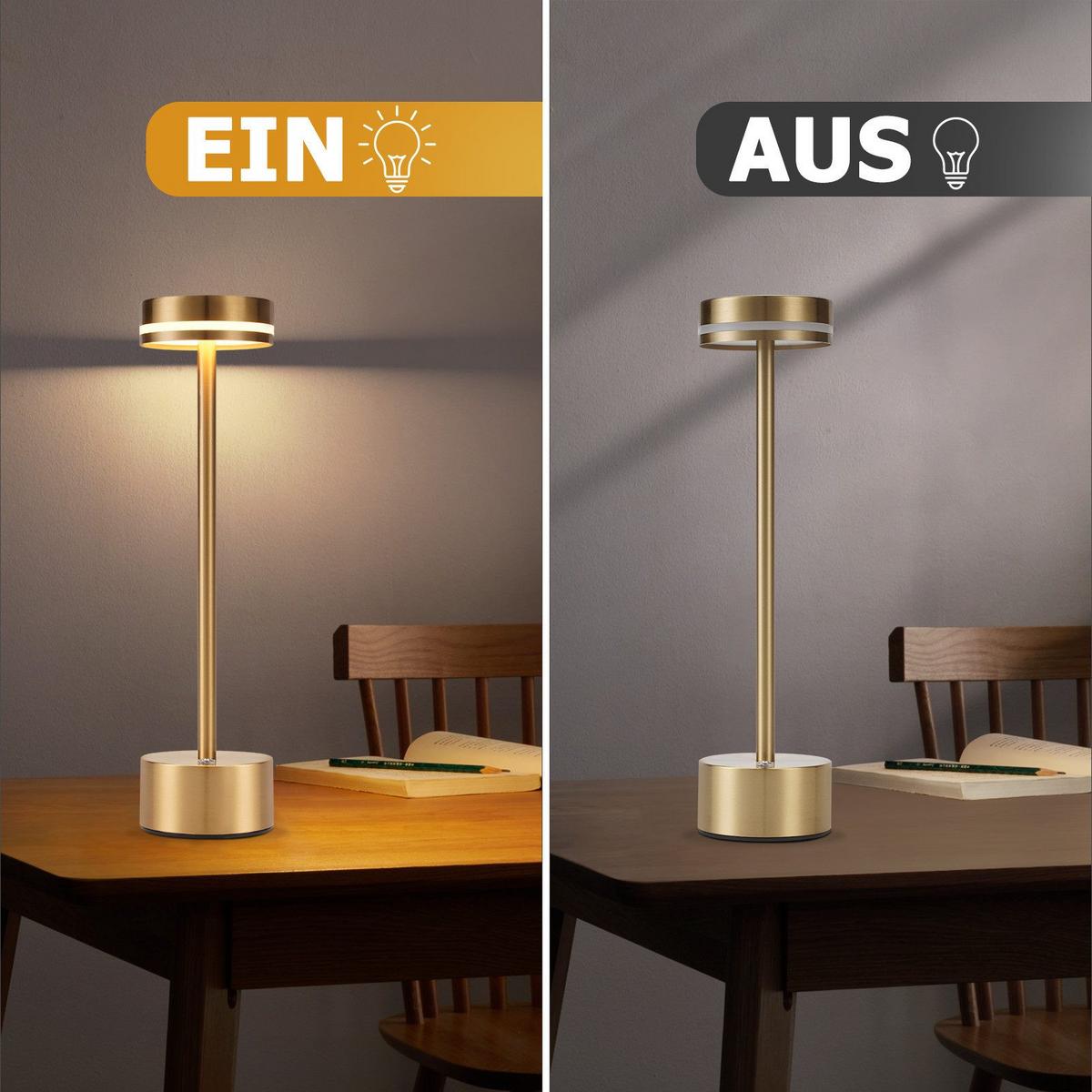 TISCHLEUCHTE Strahler 8/8/31.5 cm（2er-set） - Goldfarben, Kunststoff/Metall (8/8/31.5cm) - ZMH