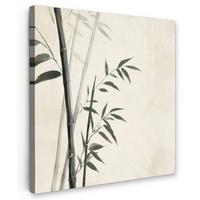 LEINWANDBILD Japandi - Bambus - Beige Deko Wohnzimmer 20x20 cm - Eukalyptusholzfarben, Textil (20/20cm) - MuchoWow
