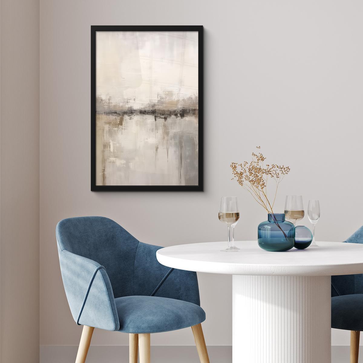 POSTER MIT RAHMEN Moderne Kunst - Abstrakt - Beige Bilder mit Rahmen 40x60 cm - Beige, Papier (40/60cm) - MuchoWow