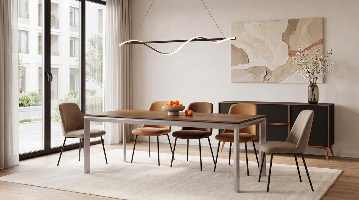 ESSTISCH Elan rechteckig ausziehbar verlängerbar mit Schwarzen Metallbeinen, Eiche Braun Rustikal 160-250/90/76 cm - Kaschmir/Alteiche, Holzwerkstoff/Metall (90/250/76cm) - WFL GROUP