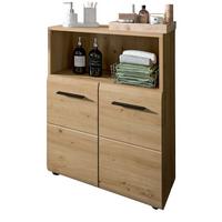 MIDISCHRANK in Eiche Artisan, Badezimmer Kommode 2-türig, 60 x 80 cm - Schwarz/Eiche Artisan, Holzwerkstoff/Kunststoff (60/80/30cm) - Inn.Furn