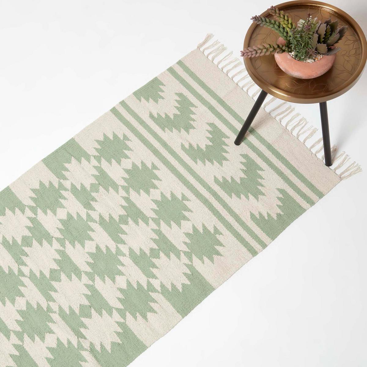 KELIM-TEPPICHLÄUFER Turin 66/200 cm - Grün, Textil (66/200cm) - Homescapes