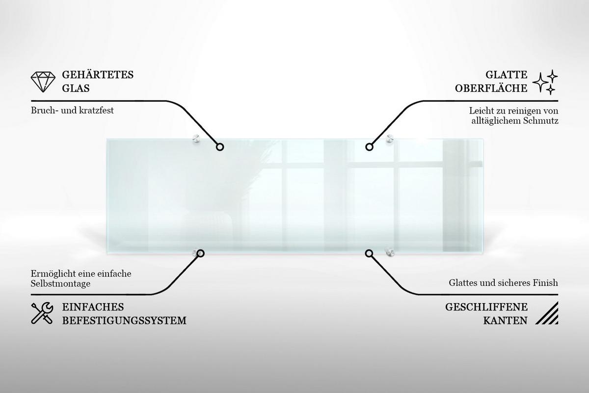 KÜCHENRÜCKWAND – 100x30 cm - Transparent, Glas (100/30/0.4cm) - Wallfluent