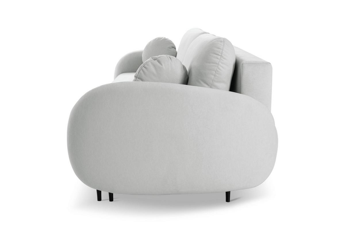 BETTSOFA AGIO Hellgrau Plüsch-Stoff mit Schlaffunktion - Hellgrau, Holz (232/95/109cm) - MASSENO