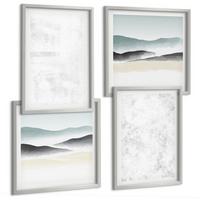 BILDER SET 4er Set - 50x50 cm & 40x60 cm Silberner Rahmen - Weiße Flecken auf Leinwandhintergrund - Silberfarben, Kunststoff (50/50cm) - TULUP