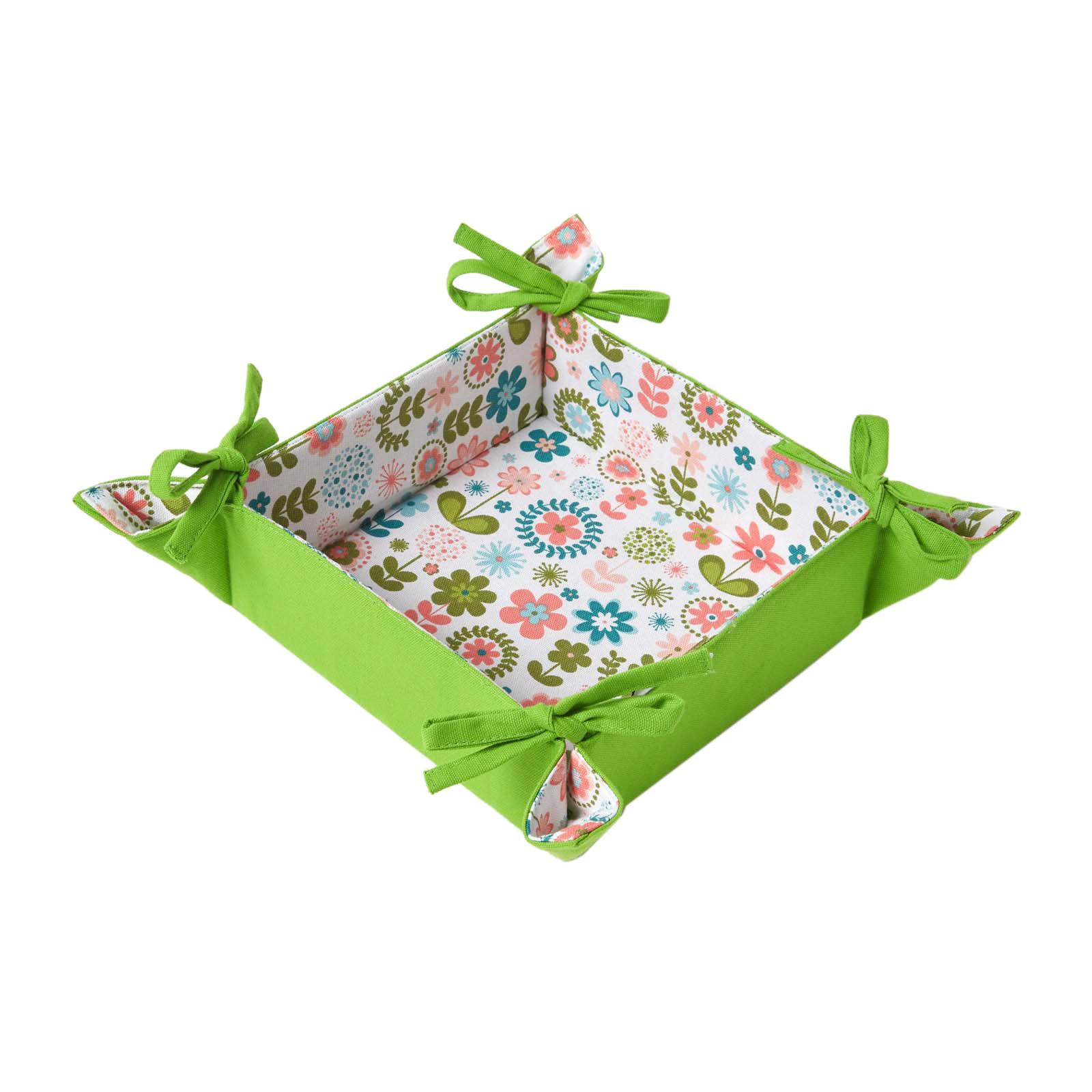 BROTKORB Retro-Blumen – faltbar mit Wende-Design - Limette, Textil (22/7/22cm) - Homescapes
