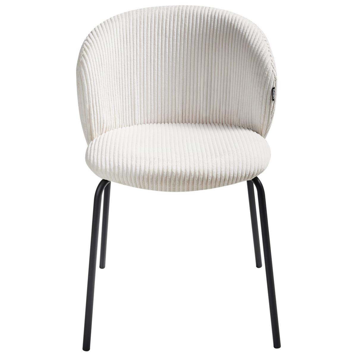 ESSZIMMERSTUHL 2er-Set Cremeweiß Miles - Schwarz/Weiß, Textil (53/83/55cm) - Beliani