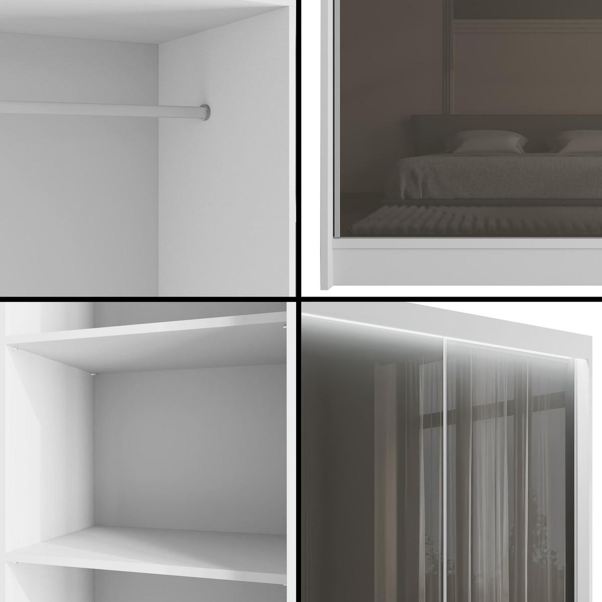 KLEIDERSCHRANK PEKA mit LED - 120 cm - Weiß|Grau - Weiß/Grau, Holzwerkstoff (120/215/61cm) - ALTDECOR