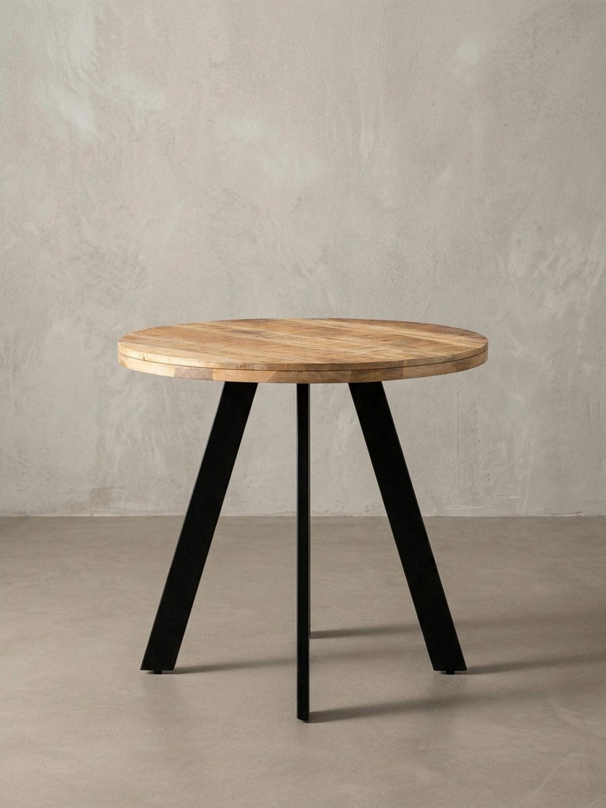 ESSZIMMERTISCH – Rund Mango Massivholz 80x80x75 cm Metallbeine Modern - Schwarz/Braun, Holz/Metall (80/80/75cm) - KADIMA DESIGN