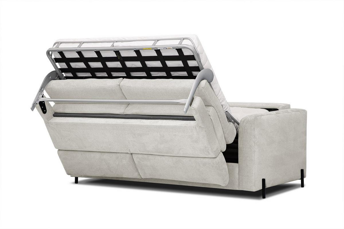 SOFA MEZO 3-Sitzer mit Schlaffunktion, ecru - Ecru/Schwarz, Holz/Textil (232/90/107cm) - Wozimo