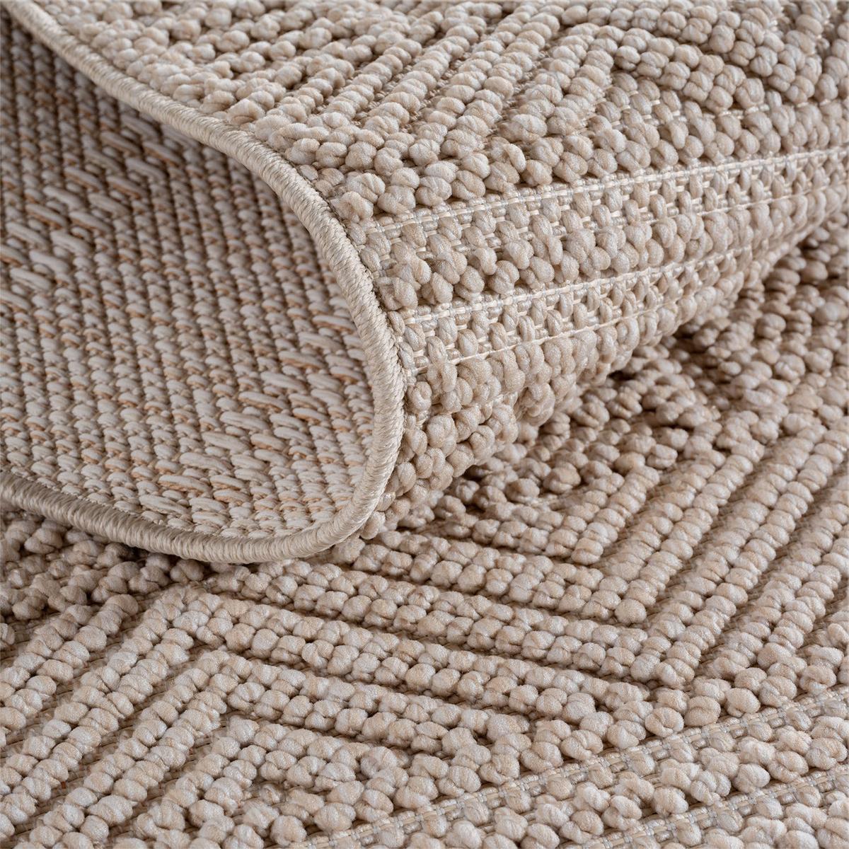 TEPPICH Flachgewebe LANGAU in Beige, mit Ethno-Streifen, 160 x 230 cm - Beige, Textil (160/230cm) - KADIMA DESIGN