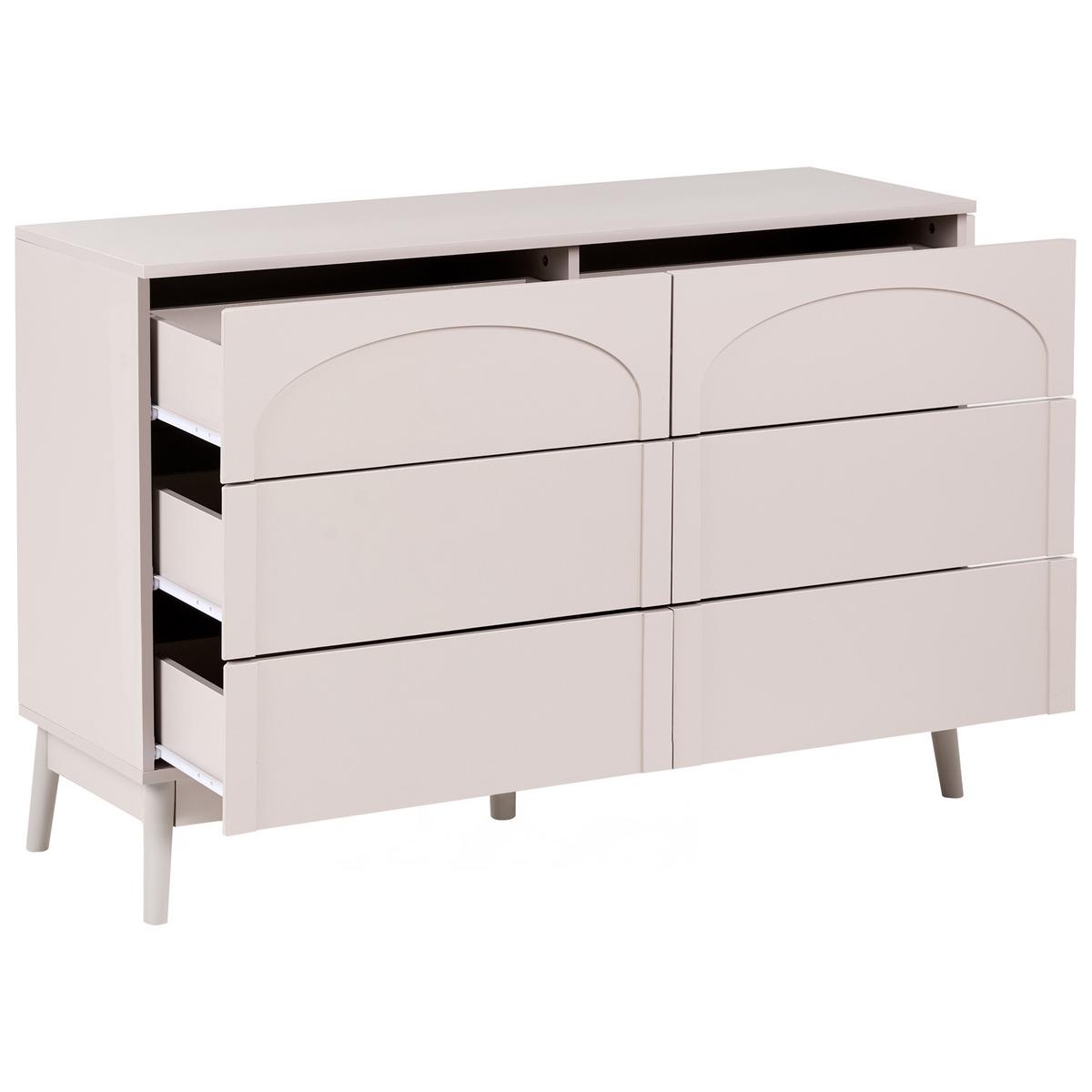 KOMMODE mit 6 Schubladen Hellbeige Boulia - Beige, Holz/Holzwerkstoff (120/80/40cm) - Beliani